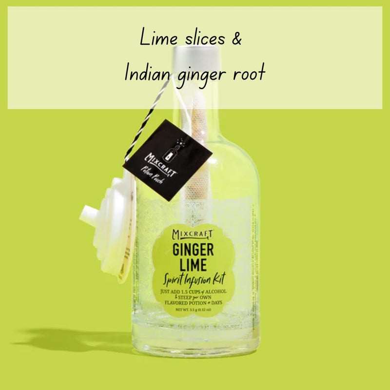 MixCraft Spirit Infusion Kit - Premium Craft Cocktail & Mocktail Mixer< Glass Bottle, Collapsible Funnel, Flavor Pouch & Recipe, Ginger Lime - Image 3